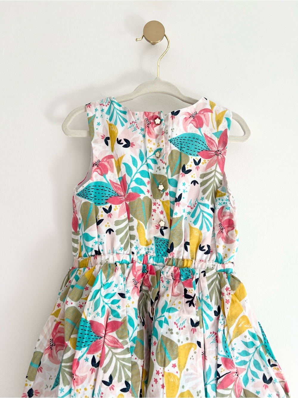 Tommy Bahama Tropical Floral Sleeveless Dress Kids Girl 3T w/Star Button Details - Picture 6 of 10